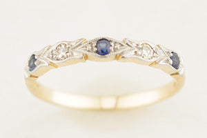 ANTIQUE ART DECO SAPPHIRE & DIAMOND BAND 18ct GOLD & PLATINUM