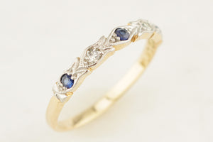 ANTIQUE ART DECO SAPPHIRE & DIAMOND BAND 18ct GOLD & PLATINUM