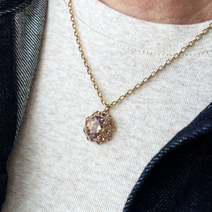 MODERN AMETRINE & AMETHYST CLUSTER PENDANT 9ct GOLD