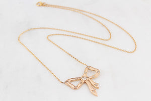 ANTIQUE DIAMOND BOW NECKLACE 9ct GOLD