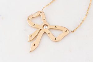 ANTIQUE DIAMOND BOW NECKLACE 9ct GOLD