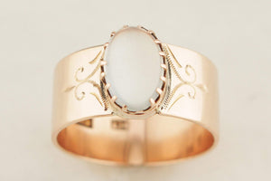 ANTIQUE VICTORIAN AUSTRALIAN c1880 MOONSTONE CIGAR BAND 9ct ROSE GOLD