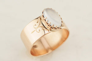 ANTIQUE VICTORIAN AUSTRALIAN c1880 MOONSTONE CIGAR BAND 9ct ROSE GOLD