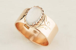 ANTIQUE VICTORIAN AUSTRALIAN c1880 MOONSTONE CIGAR BAND 9ct ROSE GOLD