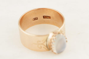 ANTIQUE VICTORIAN AUSTRALIAN c1880 MOONSTONE CIGAR BAND 9ct ROSE GOLD