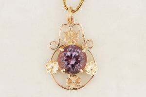 ANTIQUE EDWARDIAN c1915 AMETHYST PENDANT 9ct GOLD