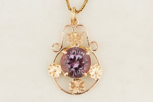 ANTIQUE EDWARDIAN c1915 AMETHYST PENDANT 9ct GOLD
