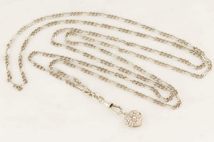 ANTIQUE LATE VICTORIAN c1890 SILVER GUARD CHAIN & HEART LOCKET