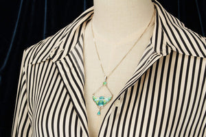 ANTIQUE ART NOUVEAU 1909 CHARLES HORNER SILVER & ENAMEL PENDANT NECKLACE