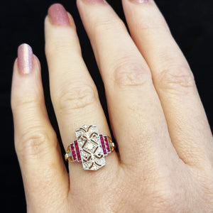 VINTAGE RUBY & DIAMOND RING 18ct GOLD