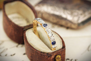 ANTIQUE ART DECO SAPPHIRE & DIAMOND BAND 18ct GOLD & PLATINUM