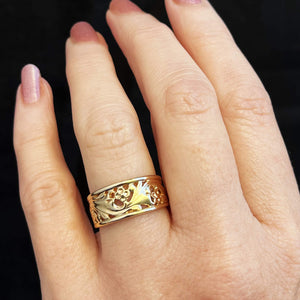 VINTAGE AUSTRALIAN 9ct GOLD FLORAL FILIGREE RING