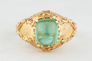VINTAGE 18ct YELLOW GOLD CABOCHON EMERALD RING