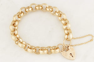 VINTAGE ANTIQUE STYLE ‘DAY & NIGHT’ LINK PADLOCK BRACELET 9ct GOLD