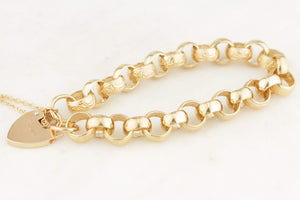 VINTAGE ANTIQUE STYLE ‘DAY & NIGHT’ LINK PADLOCK BRACELET 9ct GOLD