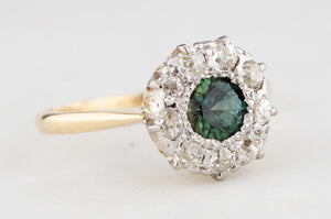 ANTIQUE EDWARDIAN SAPPHIRE & DIAMOND RING 18ct GOLD & PLATINUM