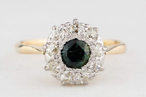 ANTIQUE EDWARDIAN SAPPHIRE & DIAMOND RING 18ct GOLD & PLATINUM