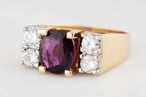 VINTAGE MID-CENTURY RUBY & DIAMOND RING 18ct GOLD