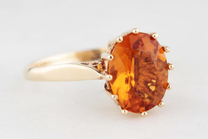MID-CENTURY 1970 CITRINE RING 9ct GOLD