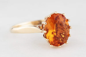 MID-CENTURY 1970 CITRINE RING 9ct GOLD