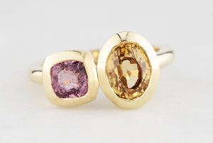 BESPOKE PINK SPINEL & ZIRCON RING 14ct GOLD