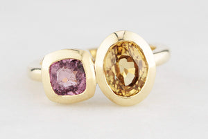 BESPOKE PINK SPINEL & ZIRCON RING 14ct GOLD