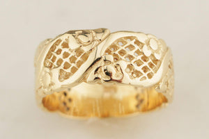 VINTAGE ESTATE ETCHED & PEIRCED 7.65mm BAND 9ct GOLD