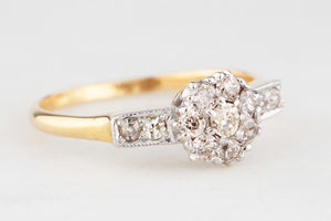 ANTIQUE ART DECO .70ct DIAMOND DAISY RING 18ct GOLD & PLATINUM