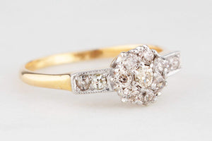 ANTIQUE ART DECO .70ct DIAMOND DAISY RING 18ct GOLD & PLATINUM