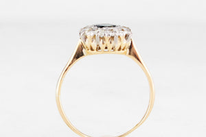 ANTIQUE EDWARDIAN SAPPHIRE & DIAMOND RING 18ct GOLD & PLATINUM