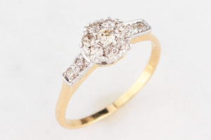 ANTIQUE ART DECO .70ct DIAMOND DAISY RING 18ct GOLD & PLATINUM