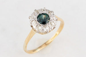 ANTIQUE EDWARDIAN SAPPHIRE & DIAMOND RING 18ct GOLD & PLATINUM