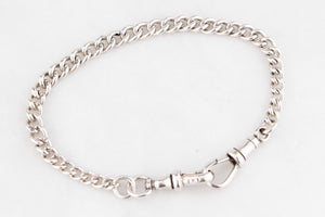 ANTIQUE EDWARDIAN 1909 STERLING SILVER ALBERT FOB CHAIN BRACELET