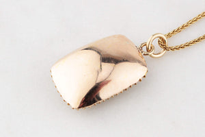 ANTIQUE EDWARDIAN CITRINE & SEED PEARL PENDANT 9ct GOLD