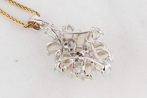 RETRO OPAL & DIAMOND PENDANT 18ct GOLD
