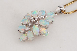 RETRO OPAL & DIAMOND PENDANT 18ct GOLD