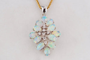 RETRO OPAL & DIAMOND PENDANT 18ct GOLD