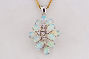 RETRO OPAL & DIAMOND PENDANT 18ct GOLD