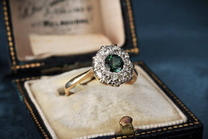 ANTIQUE EDWARDIAN SAPPHIRE & DIAMOND RING 18ct GOLD & PLATINUM