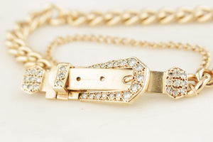 ANTIQUE c1920 DIAMOND BELT BUCKLE BRACELET 9ct GOLD