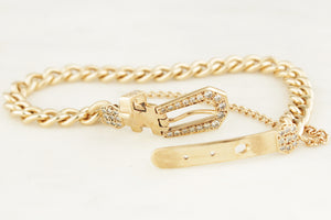 ANTIQUE c1920 DIAMOND BELT BUCKLE BRACELET 9ct GOLD