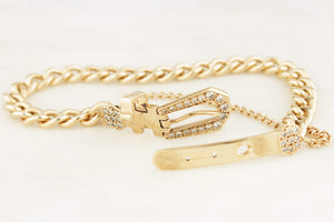 ANTIQUE c1920 DIAMOND BELT BUCKLE BRACELET 9ct GOLD