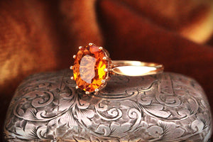 MID-CENTURY 1970 CITRINE RING 9ct GOLD