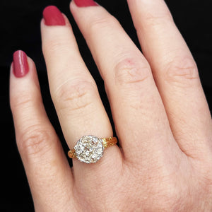 ANTIQUE VICTORIAN 1898 DIAMOND CLUSTER RING 18ct GOLD
