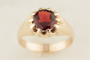 ANTIQUE EDWARDAIN c1910 1.7ct GARNET RING 9ct GOLD