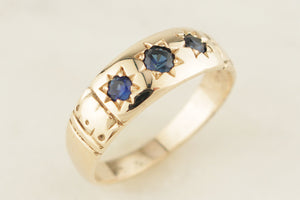 ANTIQUE EDWARDIAN c1910 STARBURST SAPPHIRE RING 9ct GOLD