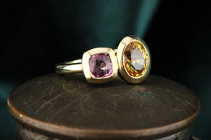 BESPOKE PINK SPINEL & ZIRCON RING 14ct GOLD