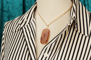 ANTIQUE EDWARDIAN c1900 AGATE PENDANT 9ct GOLD