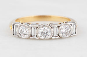 VINTAGE 1.0ct SEVEN STONE DIAMOND RING 18ct GOLD