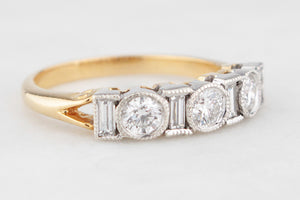 VINTAGE 1.0ct SEVEN STONE DIAMOND RING 18ct GOLD